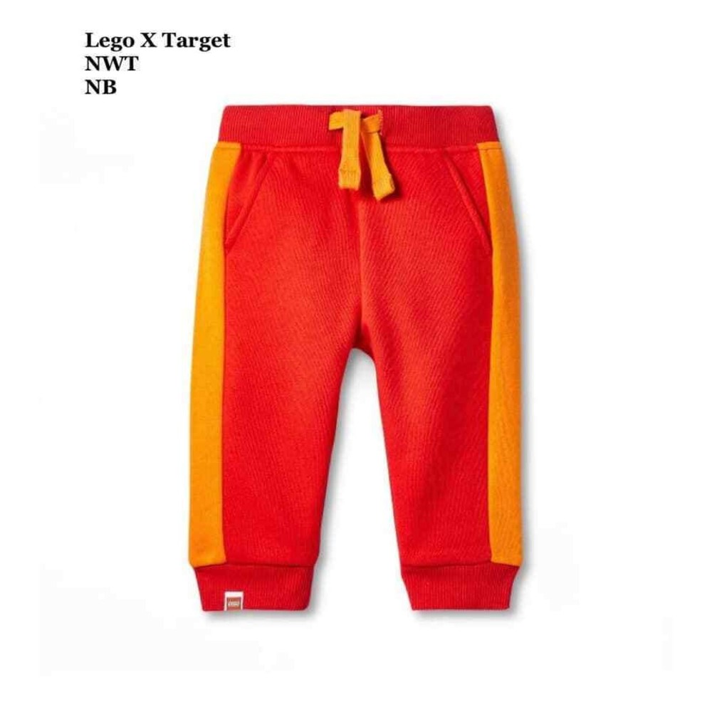 Lego X Target‎ Baby Joggers Sweatpants Size Newborn Orange Red Colorblock Logo